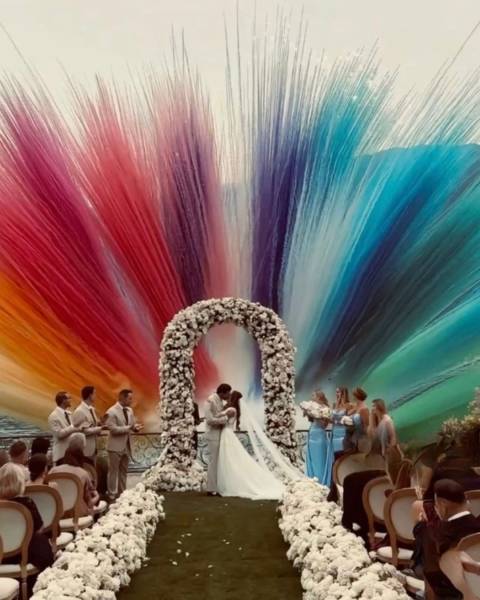 Mise en place des feux de jour multicolores à Nice pour un mariage par Colors Events