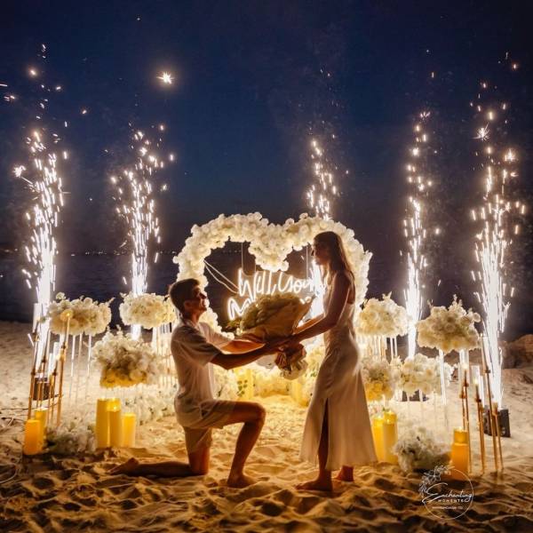 Mise en place de jets de scène près de Nice pour votre demande en mariage